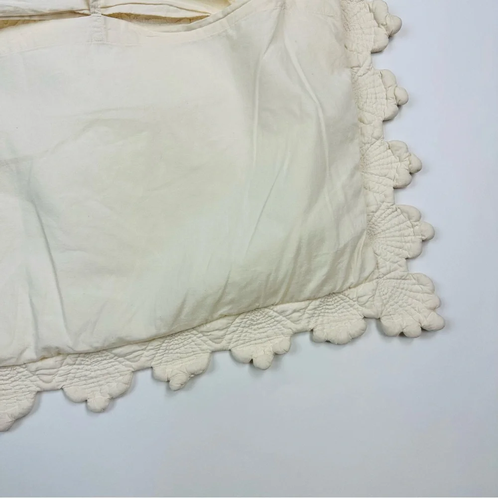 Linen Source Ivory Quilted Cotton Euro Sham Pillow Case